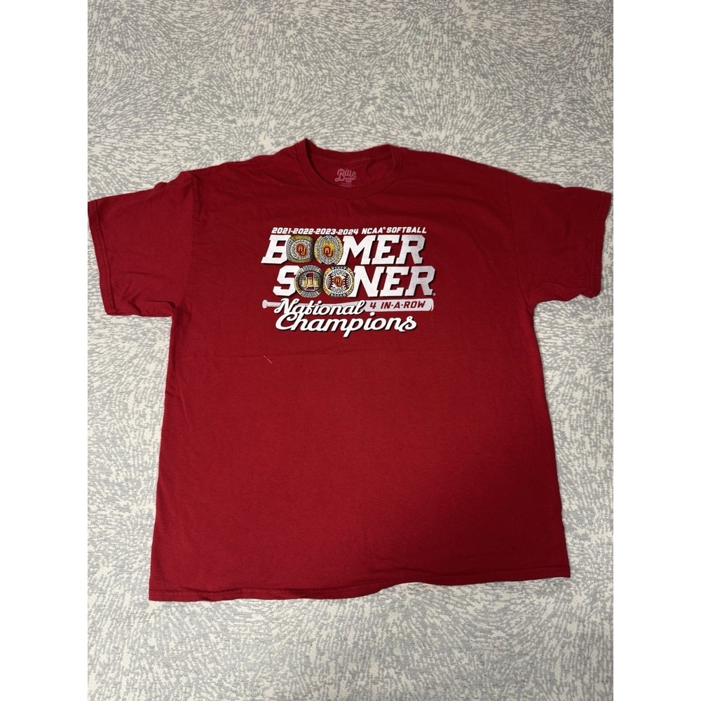 Oklahoma Sooners Softball Four In A Row National Champions Shirt Men XL